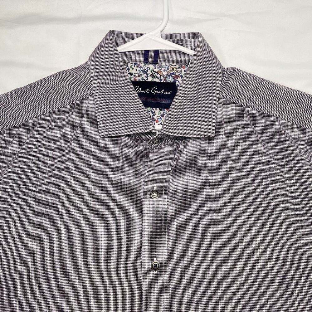 Robert Graham Modern Americana Shirt Size 2XL Purple Tailored Fit Linen Blend - Picture 5 of 14